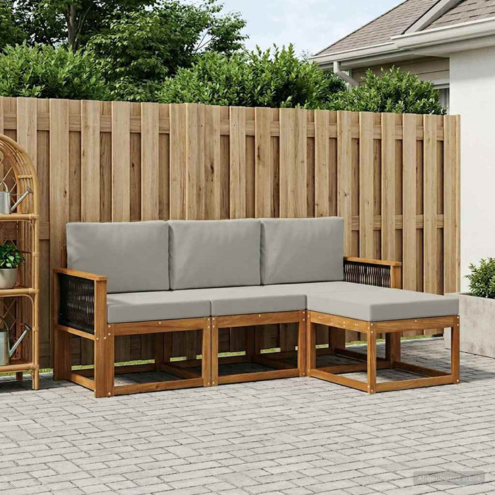 Set de canapele de exterior 4 pcs Natural și gri deschis WALTI