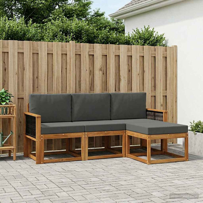 Set de canapele de exterior cu pernă 4 pcs Natural și Antracit WALTI