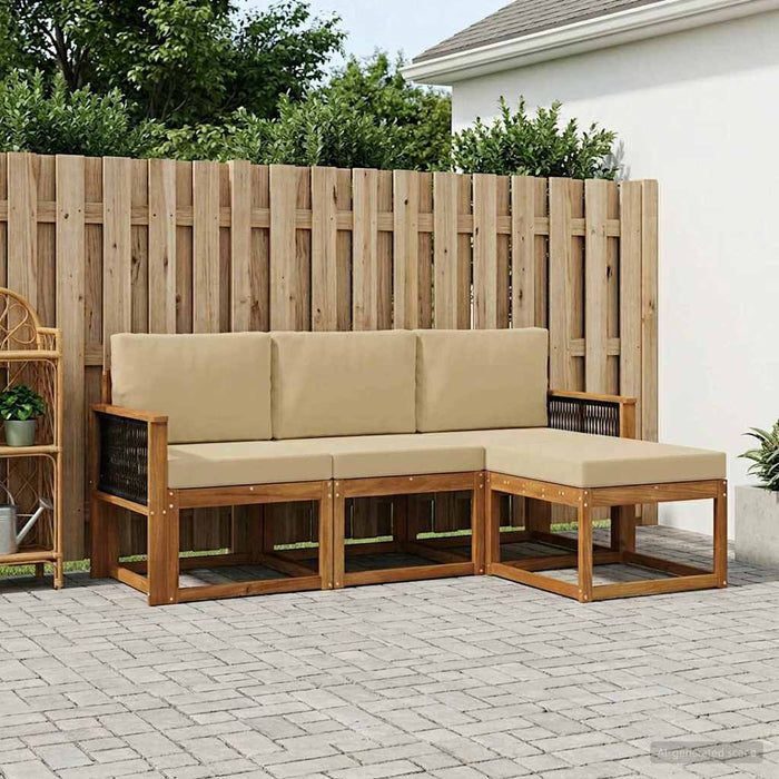 Set de canapele de exterior cu pernă 4 pcs natural WALTI