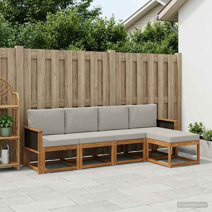 Set de canapele de exterior 5 pcs Natural și gri deschis WALTI