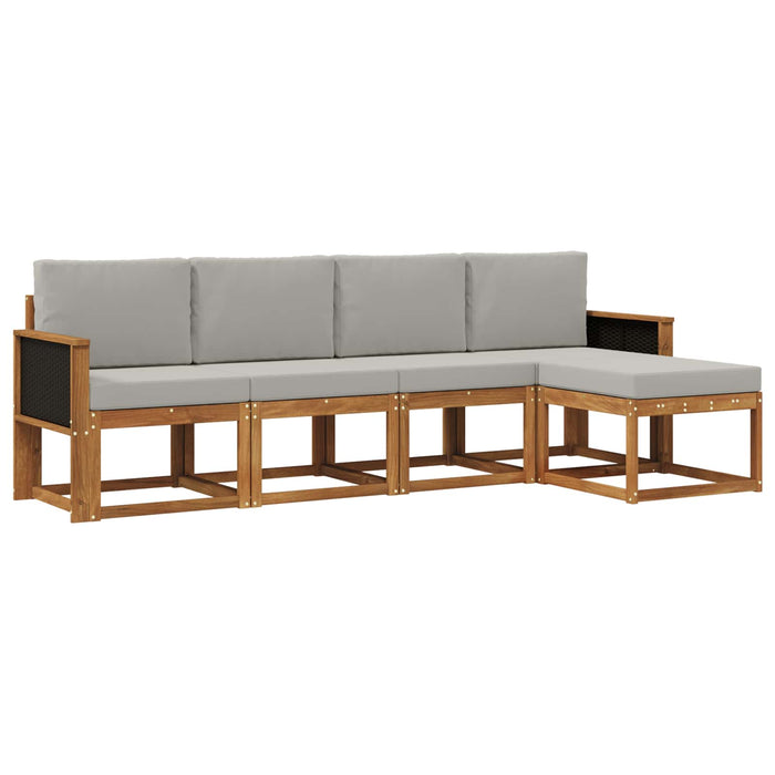 Set de canapele de exterior 5 pcs Natural și gri deschis WALTI