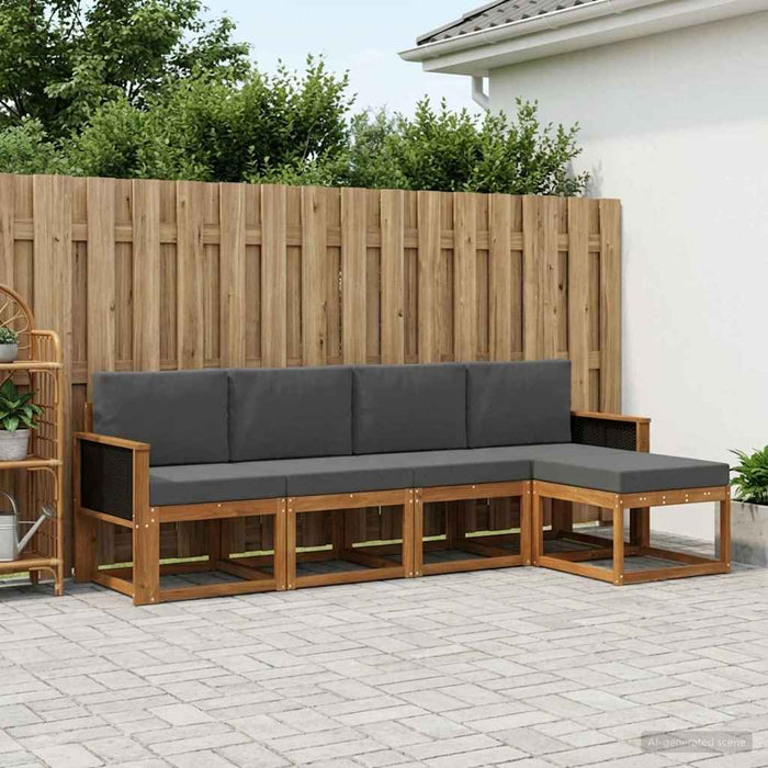 Set de canapele de exterior 5 pcs Natural și Antracit Poliester WALTI