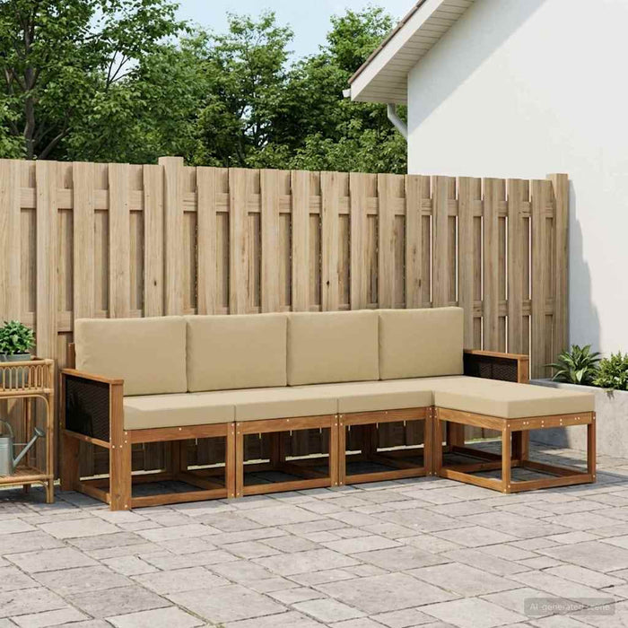 Set de canapele de exterior 5 pcs Natural și Bej Poliester WALTI