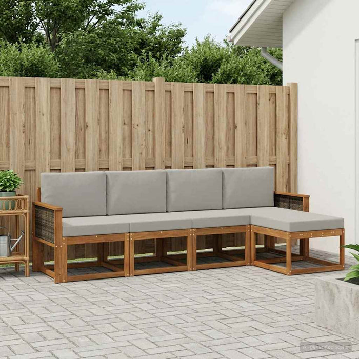 Set de canapele de exterior 5 pcs Natural și gri deschis WALTI