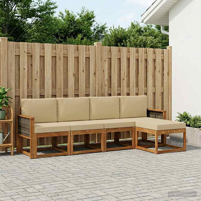 Set de canapele de exterior 5 pcs Natural și Bej Poliester WALTI