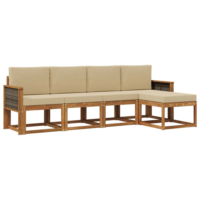 Set de canapele de exterior 5 pcs Natural și Bej Poliester WALTI
