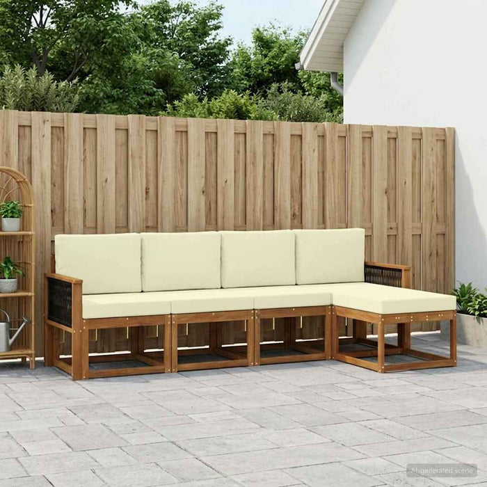 Set de canapele de exterior 5 pcs Natural și Crem Poliester WALTI