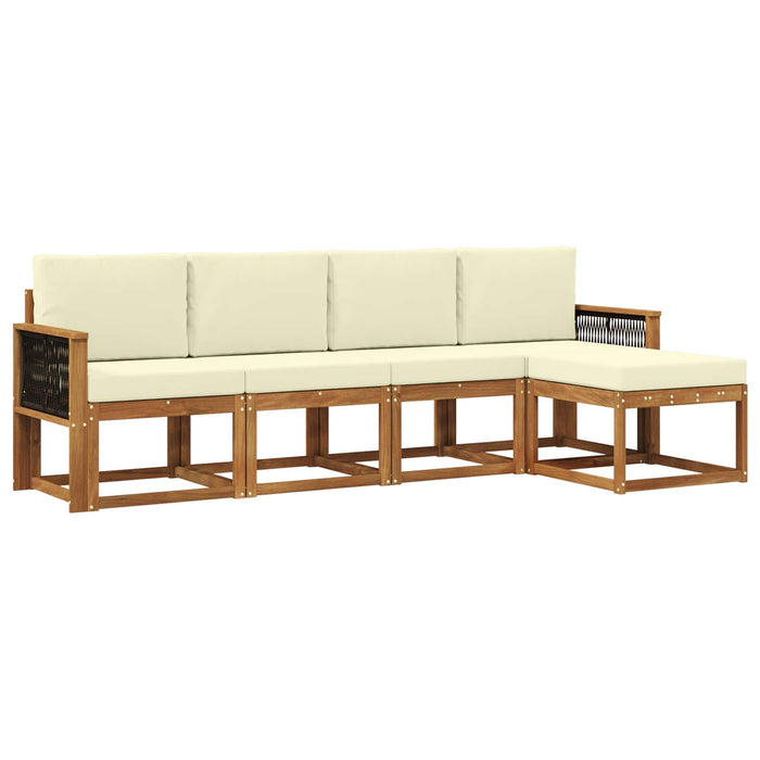Set de canapele de exterior 5 pcs Natural și Crem Poliester WALTI