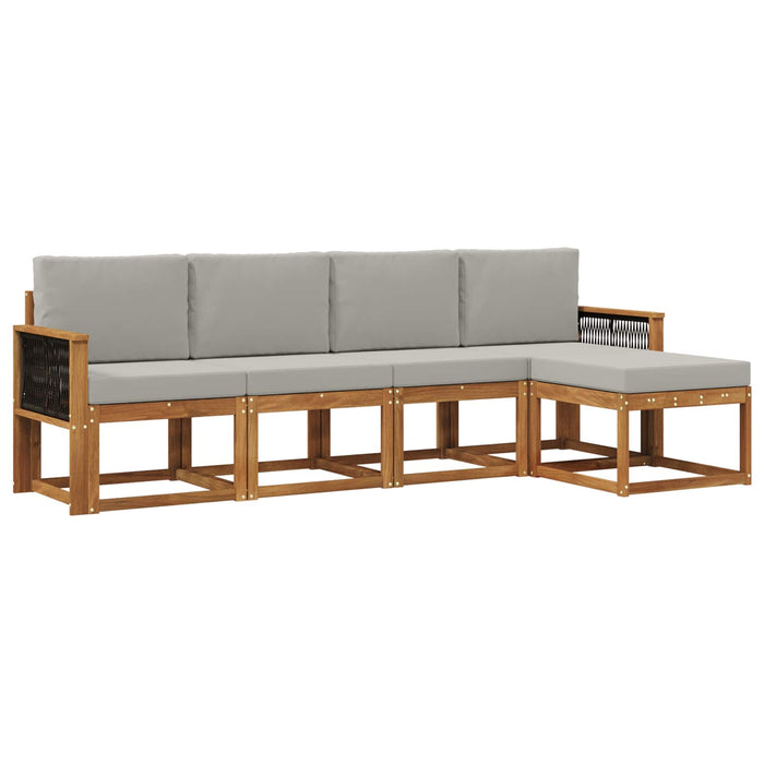 Set de canapele de exterior 5 pcs Natural și gri deschis WALTI