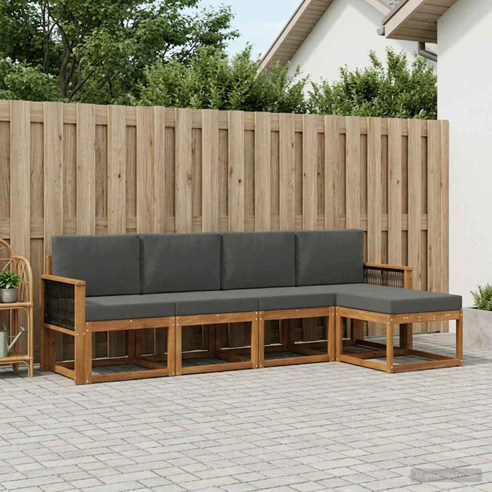 Set de canapele de exterior 5 pcs Natural și Antracit Poliester WALTI