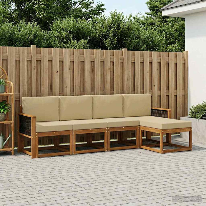 Set de canapele de exterior 5 pcs Natural și Bej Poliester WALTI