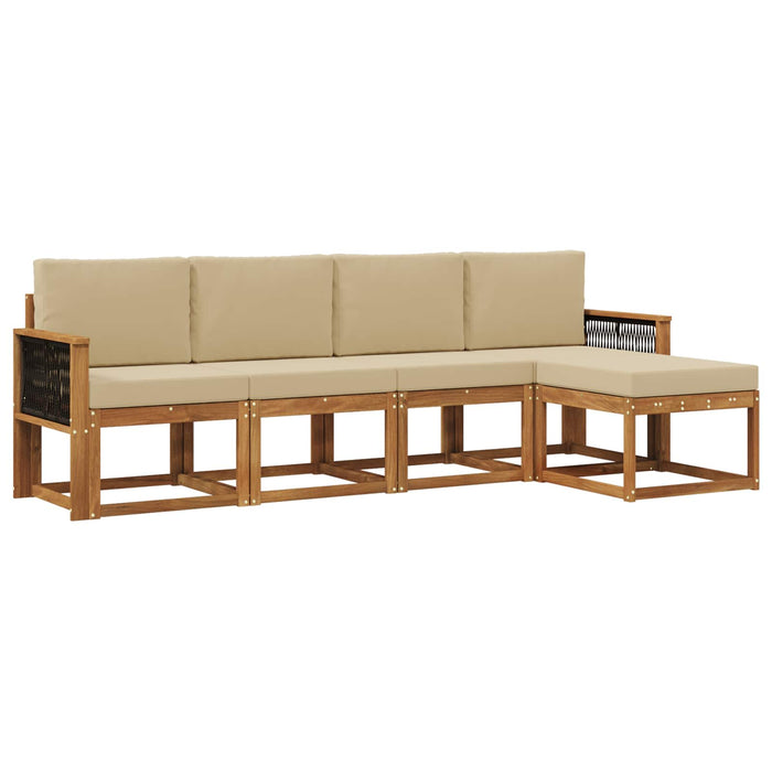 Set de canapele de exterior 5 pcs Natural și Bej Poliester WALTI