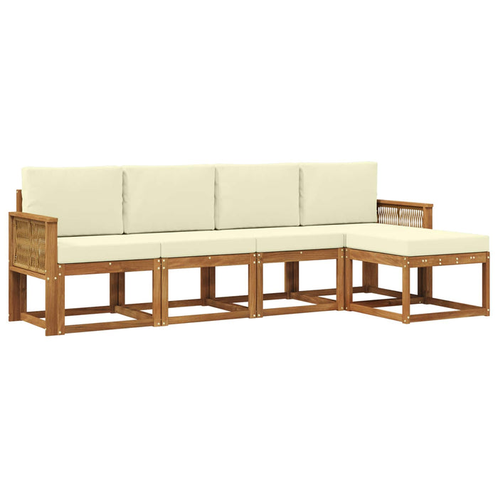 Set de canapele de exterior 5 pcs Natural și Crem Poliester WALTI