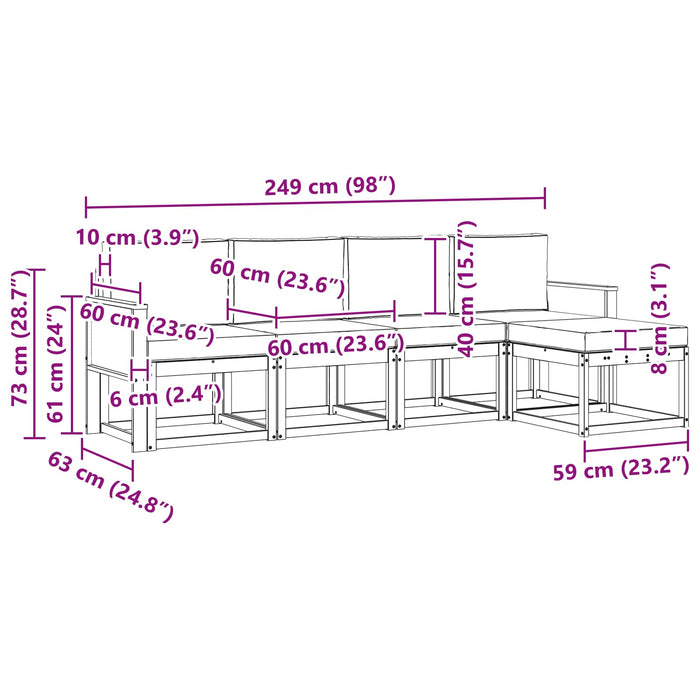 Set de canapele de exterior 5 pcs Natural și Crem Poliester WALTI