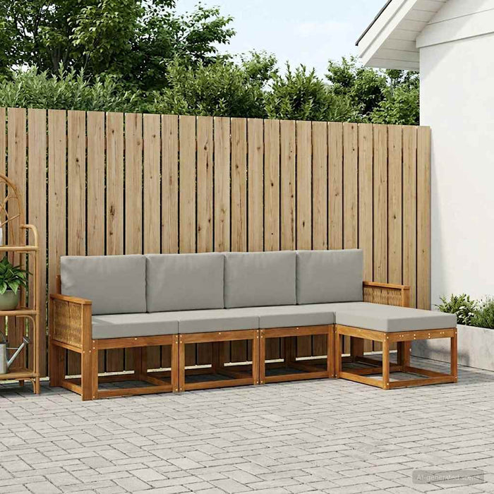Set de canapele de exterior 5 pcs Natural și gri deschis WALTI