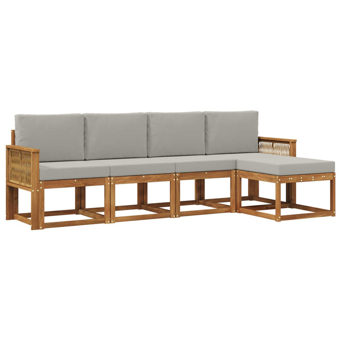 Set de canapele de exterior 5 pcs Natural și gri deschis WALTI