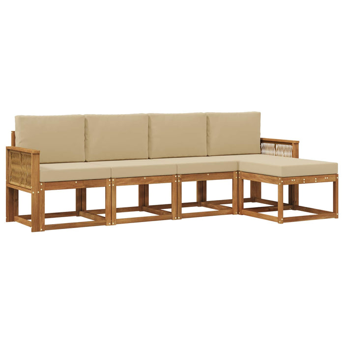 Set de canapele de exterior 5 pcs Natural și Bej Poliester WALTI