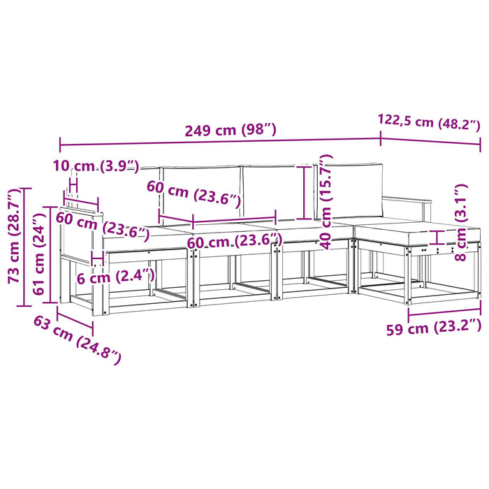Set de canapele de exterior 5 pcs Natural și Bej Poliester WALTI
