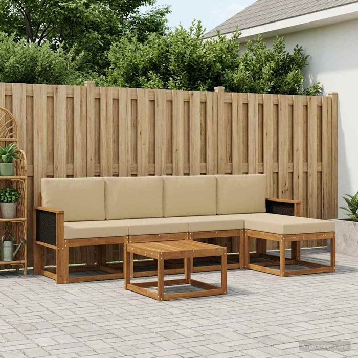 Set de canapele de exterior 6 pcs Natural și Bej Poliester WALTI