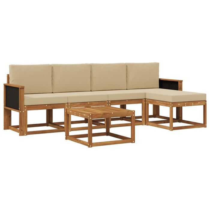 Set de canapele de exterior 6 pcs Natural și Bej Poliester WALTI