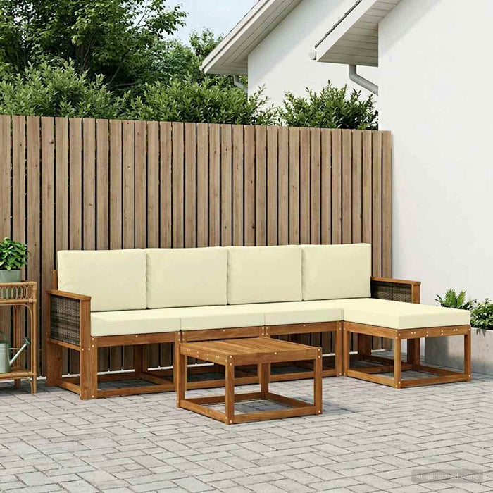 Set de canapele de exterior 6 pcs Natural și Crem Poliester WALTI