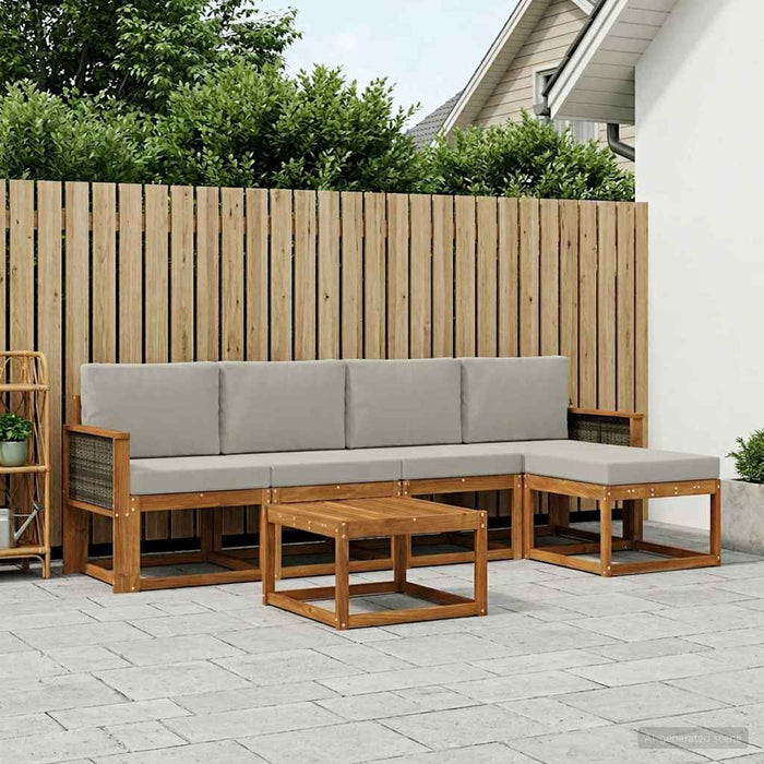 Set de canapele de exterior 6 pcs Natural și gri deschis WALTI