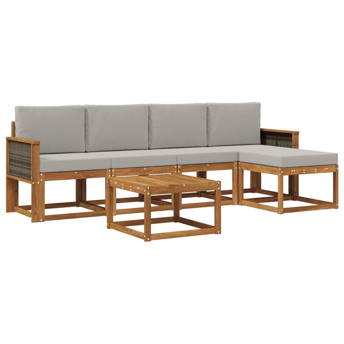 Set de canapele de exterior 6 pcs Natural și gri deschis WALTI