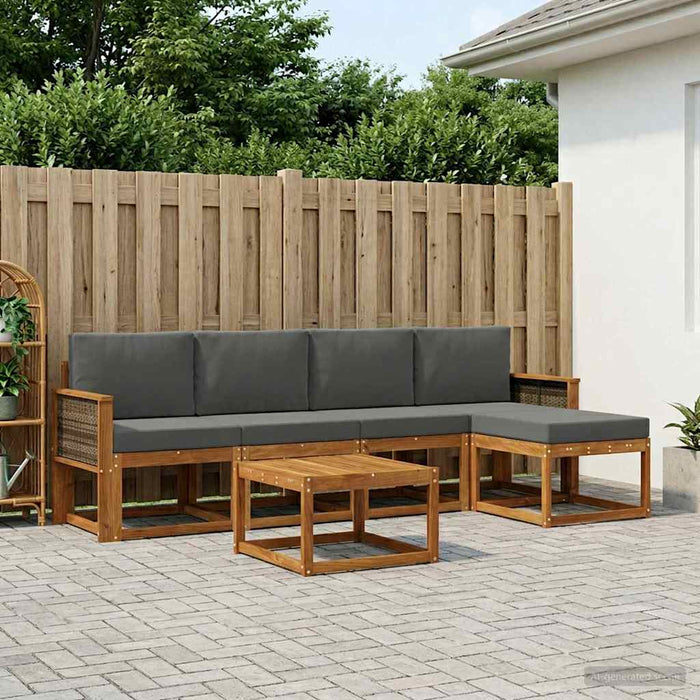 Set de canapele de exterior 6 pcs Natural și Antracit Poliester WALTI