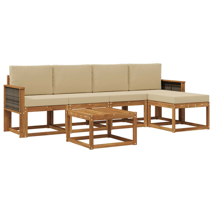 Set de canapele de exterior 6 pcs Natural și Bej Poliester WALTI