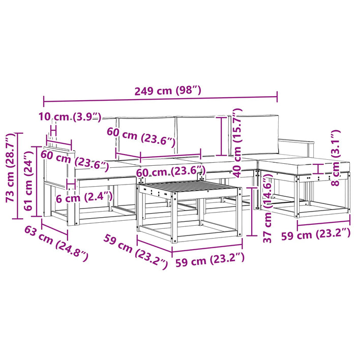 Set de canapele de exterior 6 pcs Natural și Bej Poliester WALTI