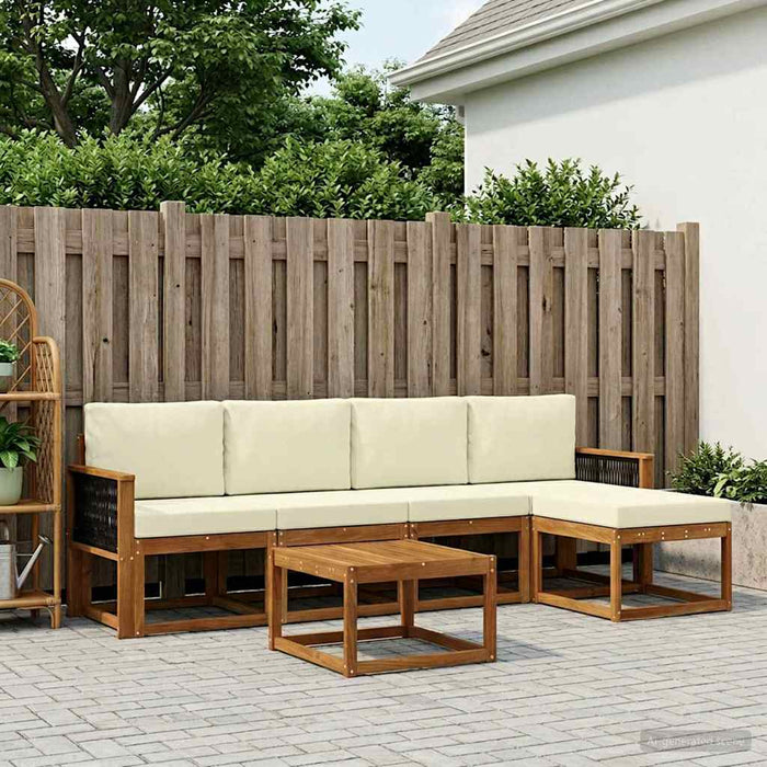 Set de canapele de exterior 6 pcs Natural și Crem Poliester WALTI