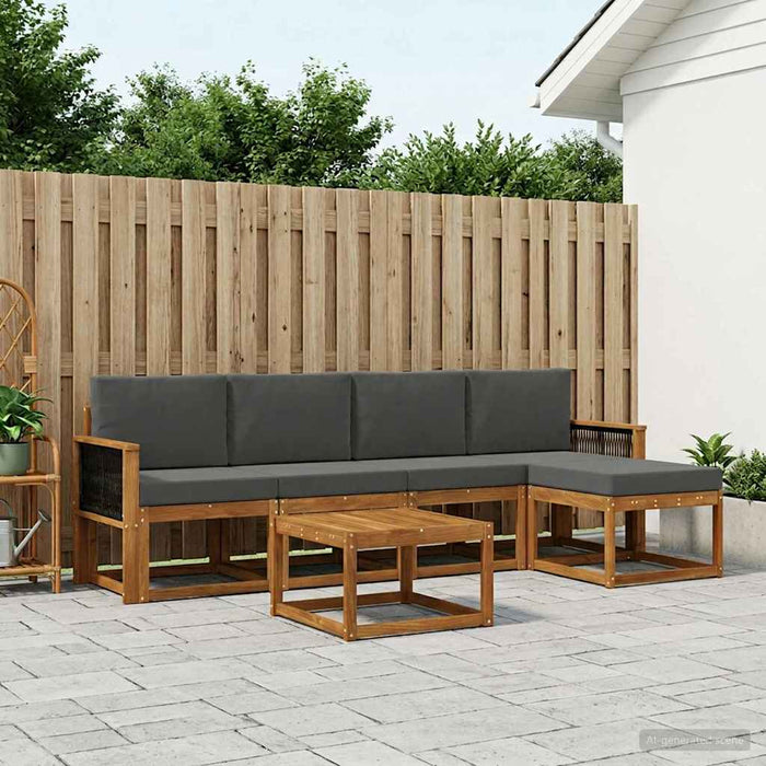 Set de canapele de exterior 6 pcs Natural și Antracit Poliester WALTI