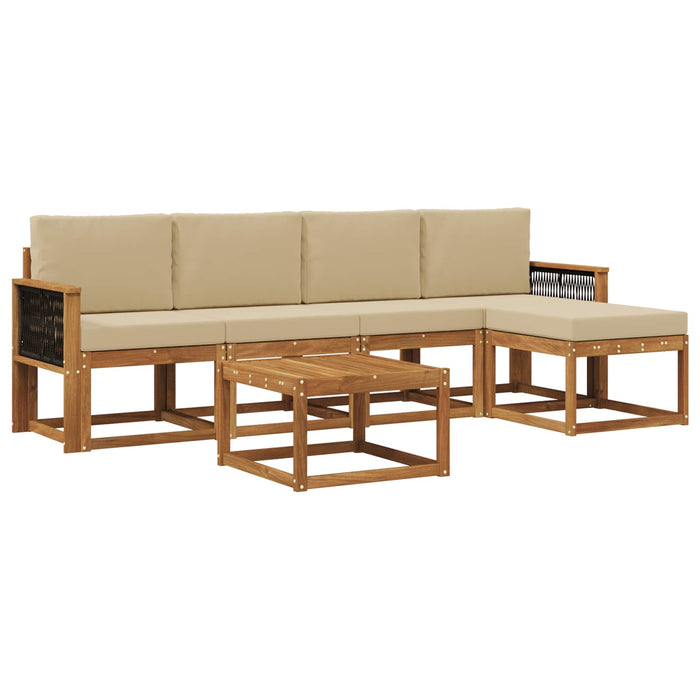 Set de canapele de exterior 6 pcs Natural și Bej Poliester WALTI