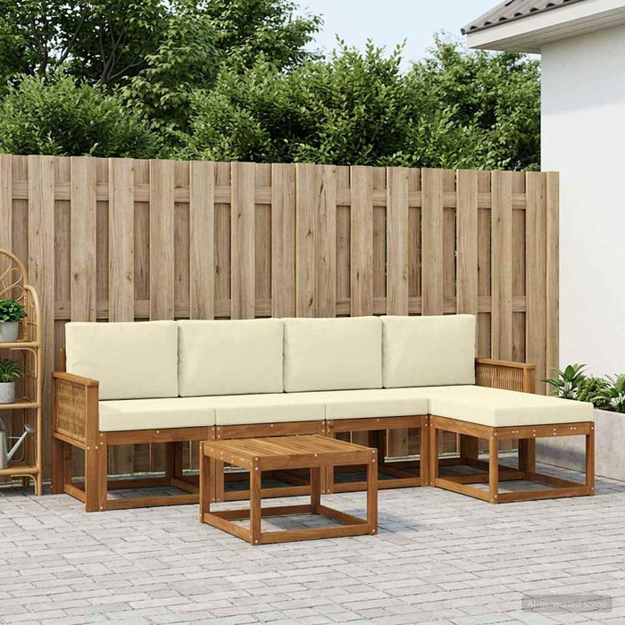 Set de canapele de exterior 6 pcs Natural și Crem Poliester WALTI