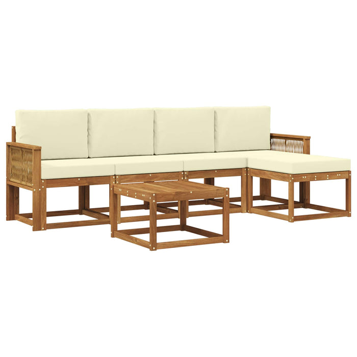 Set de canapele de exterior 6 pcs Natural și Crem Poliester WALTI