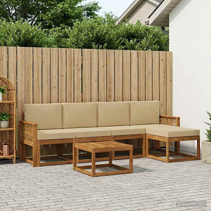 Set de canapele de exterior 6 pcs Natural și Bej Poliester WALTI