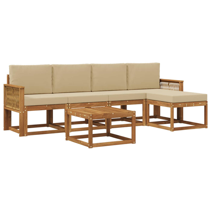 Set de canapele de exterior 6 pcs Natural și Bej Poliester WALTI