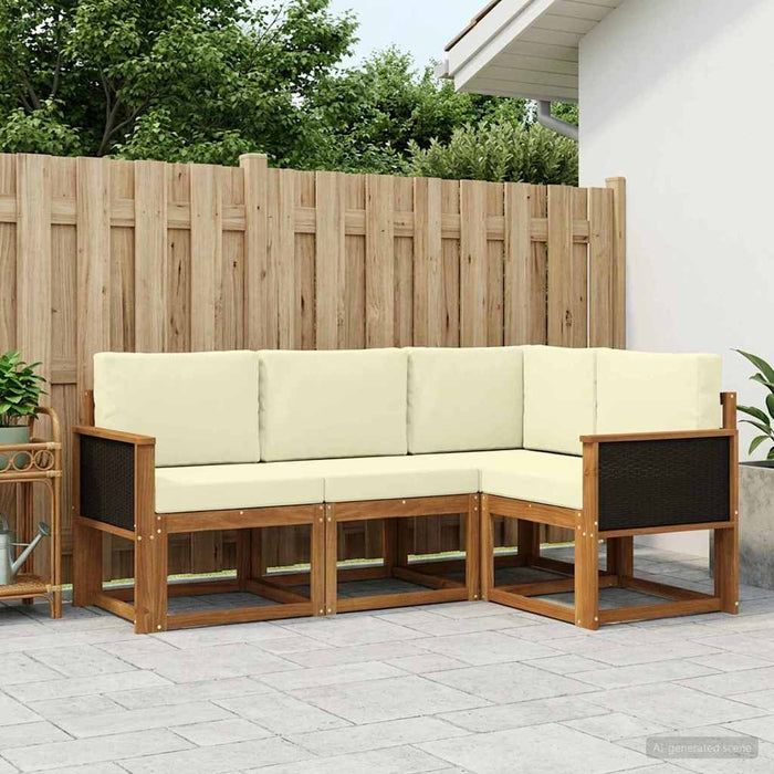 Set de canapele de exterior 4 pcs Natural și Crem Poliester WALTI