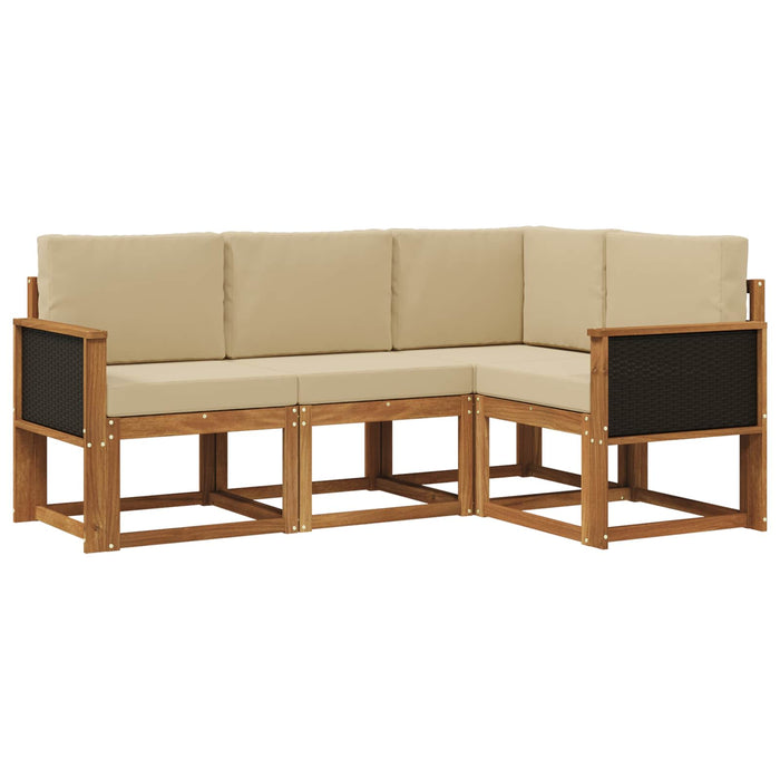 Set de canapele de exterior 4 pcs Natural și Bej Poliester WALTI