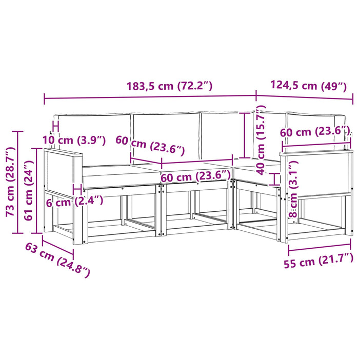Set de canapele de exterior 4 pcs Natural și Bej Poliester WALTI