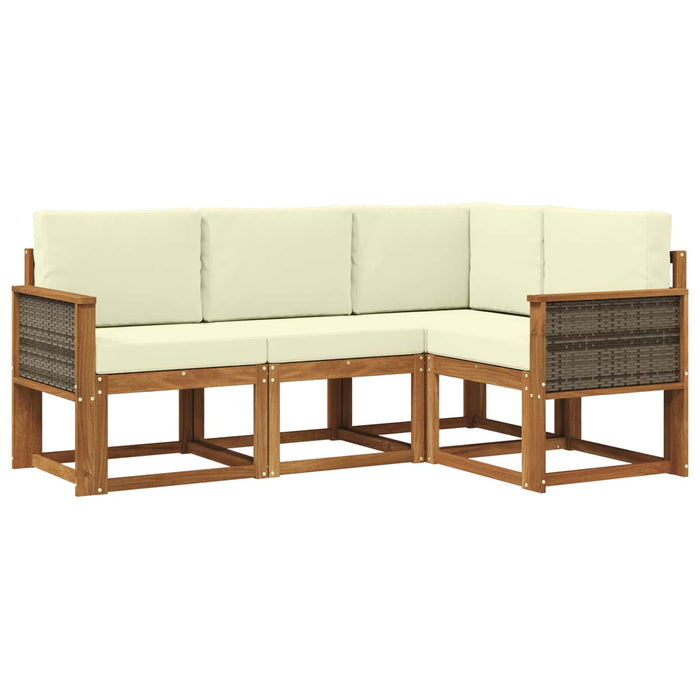 Set de canapele de exterior 4 pcs Natural și Crem Poliester WALTI