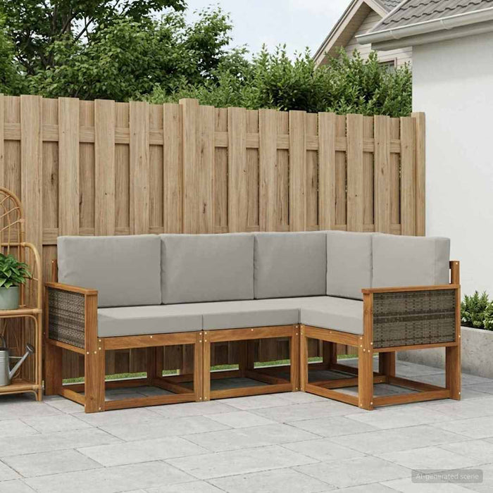 Set de canapele de exterior 4 pcs Natural și gri deschis WALTI