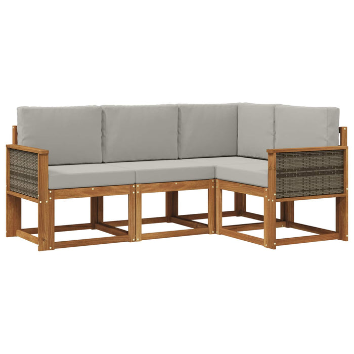 Set de canapele de exterior 4 pcs Natural și gri deschis WALTI