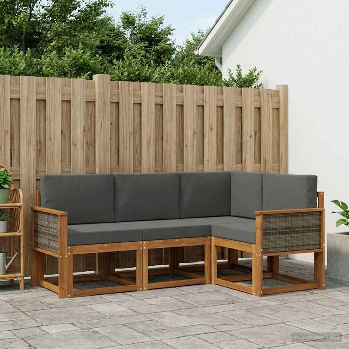 Set de canapele de exterior 4 pcs Natural și Antracit Poliester WALTI