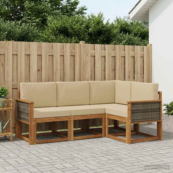 Set de canapele de exterior 4 pcs Natural și Bej Poliester WALTI