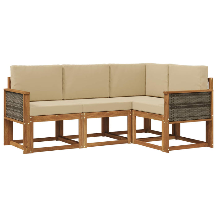 Set de canapele de exterior 4 pcs Natural și Bej Poliester WALTI