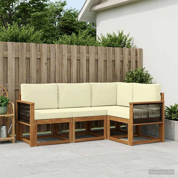 Set de canapele de exterior 4 pcs Natural și Crem Poliester WALTI