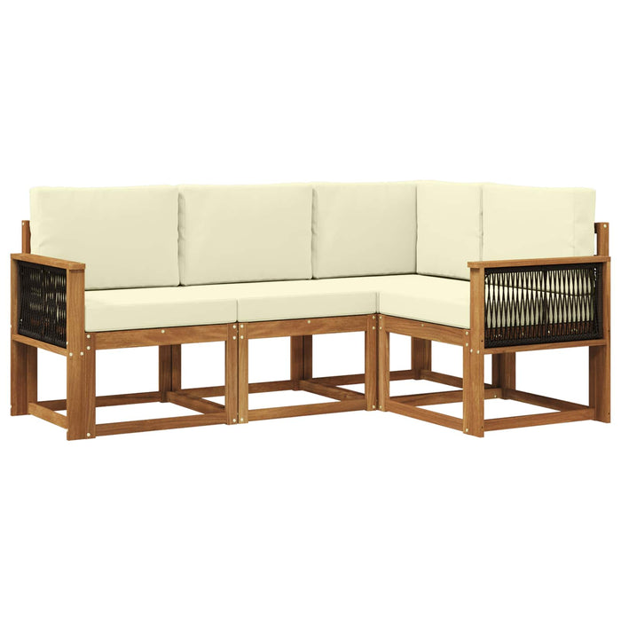 Set de canapele de exterior 4 pcs Natural și Crem Poliester WALTI