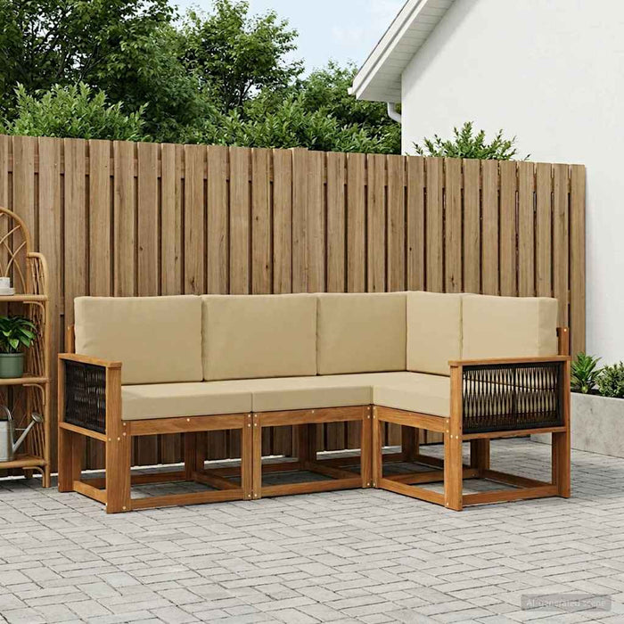 Set de canapele de exterior 4 pcs Natural și Bej Poliester WALTI