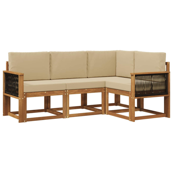 Set de canapele de exterior 4 pcs Natural și Bej Poliester WALTI